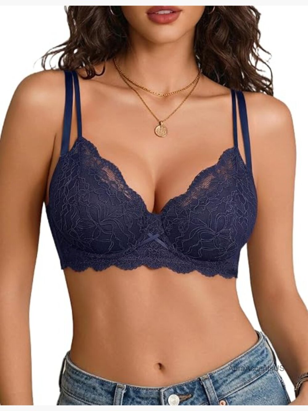 Lace Underwire Balconette Bra V Neck Unlined Everyday Bras